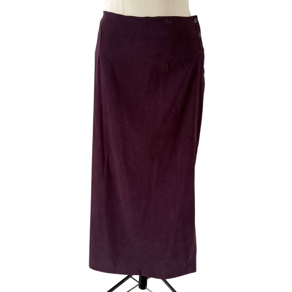 Y2K 2000s Faux Suede Purple Button Maxi Skirt Sz 14 Whimsygoth Fairy Grunge
